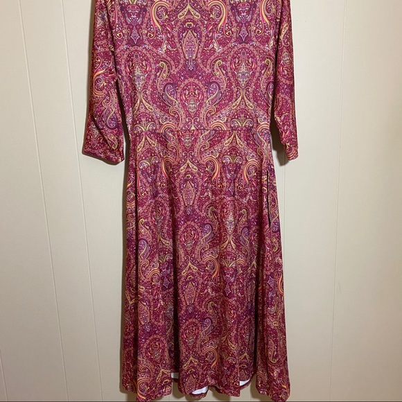 NWT Burgundy Paisley Cowl Neck spring Midi Dress with Pockets  RebornNY … - Picture 7 of 7